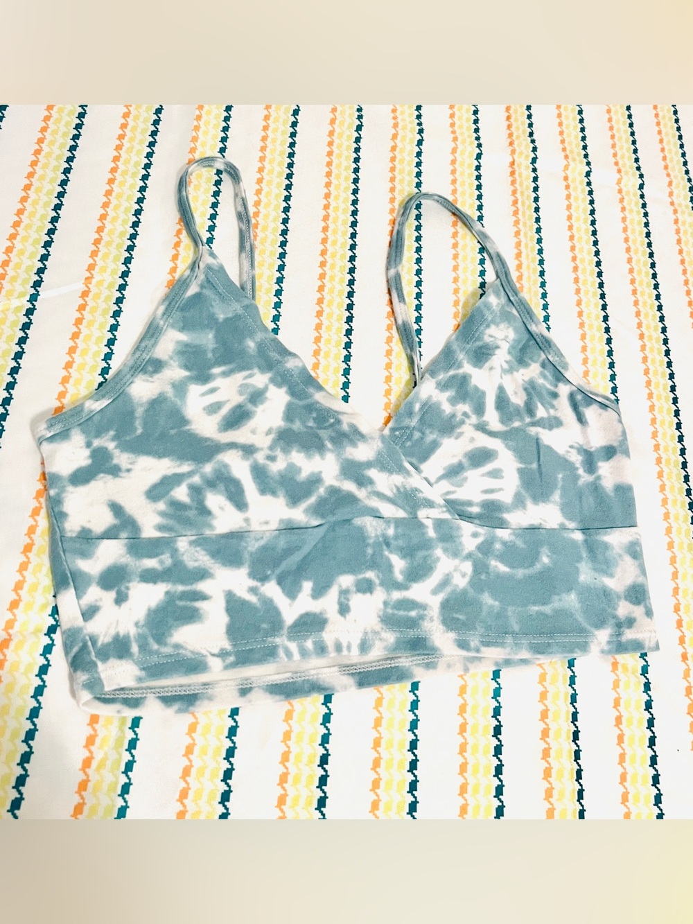 Colsie Seafoam and White Tie-Dye Bralette Size M
